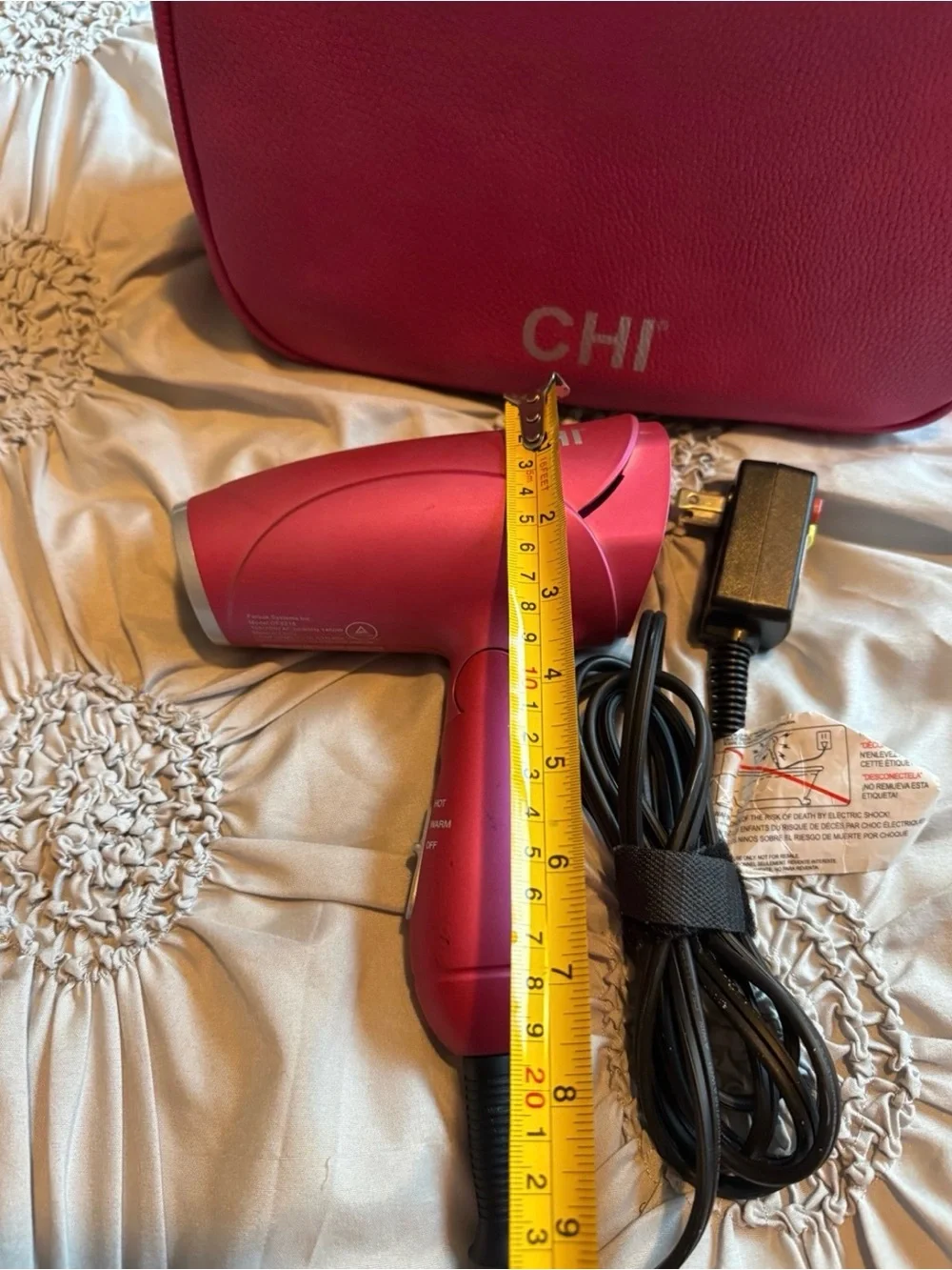 CHI Pink Cosmetic Travel Case with Matching Pink Hair Dryer